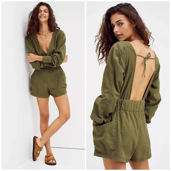 Free People Beside You Shortall Romper - Picture 2 of 13